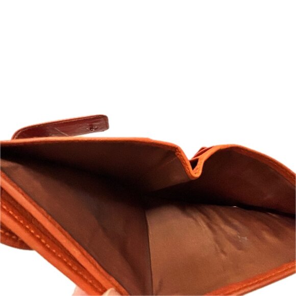 Yancci Womens Small Flap Wallet Orange Leather Bifold Wallet EUC - Picture 9 of 13